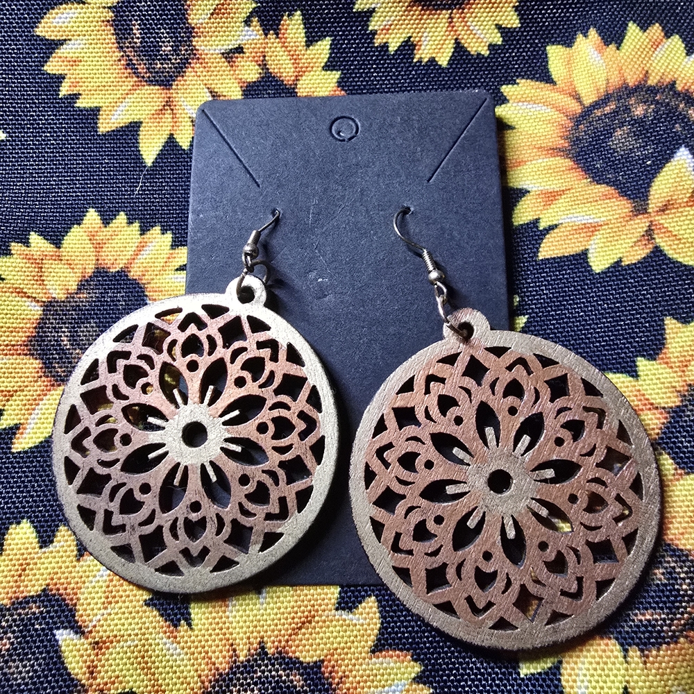 Wooden Mandala Earrings
